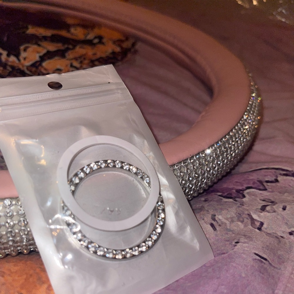 Pink Rhinestone Steering Wheel Cover & Ignition Sicker